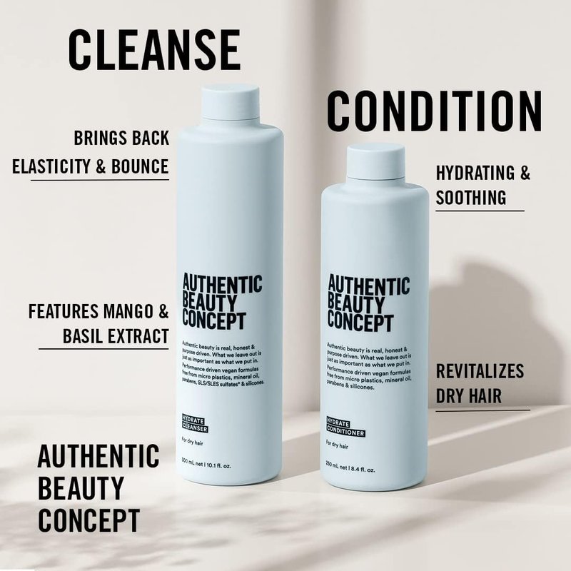 Authentic Beauty Concept Hydrate Conditioner | Hydrating Conditioner For Normal To Dry or Curly Hair | Moisturizes & Revitalizes Dry Hair | Vegan & Cruelty-free | Silicone-free | 33.8 fl. oz.