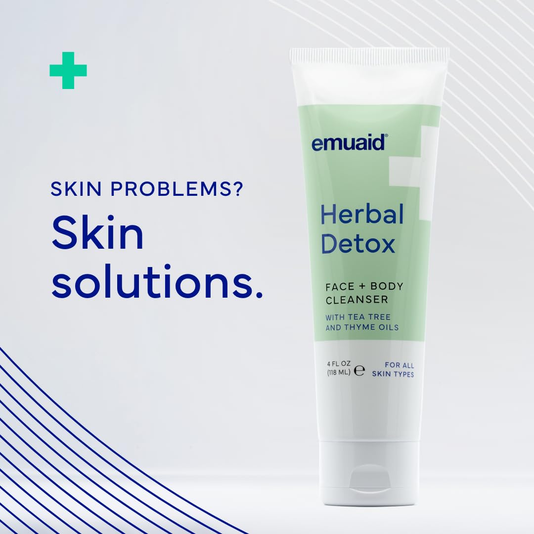 emuaid Herbal Detox Face and Body Cleanser, Foaming Botanical Gel, 4oz