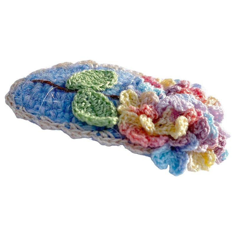 Coolideas handmade micro-hook crocheted hair barrettes yarn Handcrafted fine crocheted hair clips, creative hand made knitted side hair accessories for female (#13 Hydrangea)
