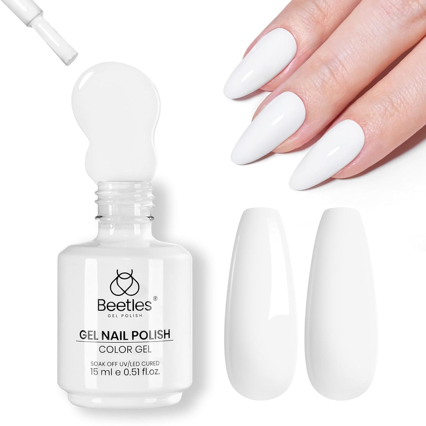 beetles Gel Polish 9 in 1 Gel Nail Glue for Clear Acrylic Nails Tips, Long Lasting Super Strong Brush Nail Glue for Fake Nails, Base Blooming Nail Gel, New Safe Formula, U V Light Cure