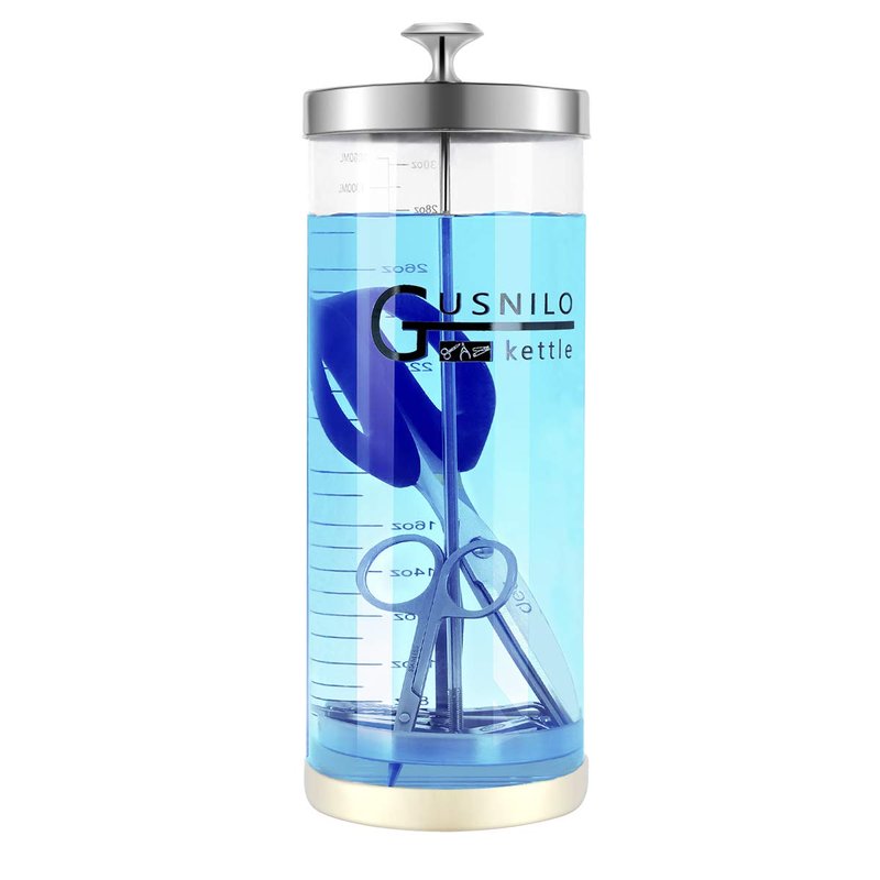 Comb-shaped Salon Disinfectant Jar (42 Oz) by Gusnilo – Stainless Steel Tray Included, Fits Nail & Hairdressing Essentials