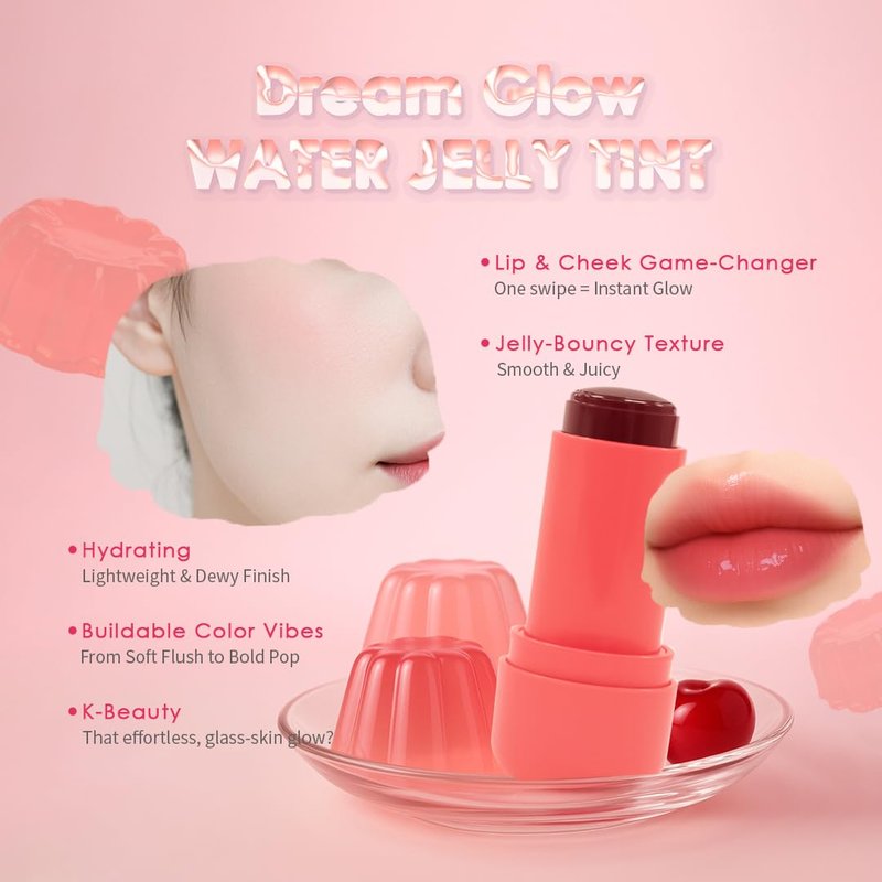 Dream Glow Collagen Water Jelly Tint - 2-in-1 Lip & Cheek Stain | Hydrating, Long-Lasting Coral Peach