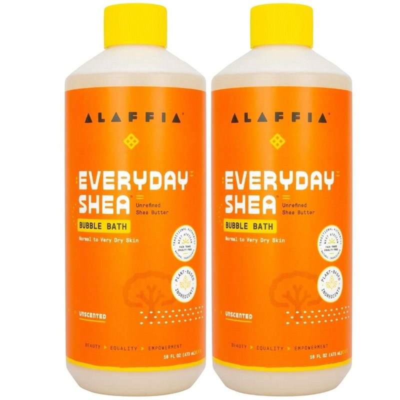 Alaffia Everyday Shea Bubble Bath, Soothing Support for Deep Relaxation and Soft Moisturized Skin, Made with Fair Trade Shea Butter, Cruelty Free, No Parabens, Vegan, Lavender, 2 Pack - 16 Fl Oz Ea