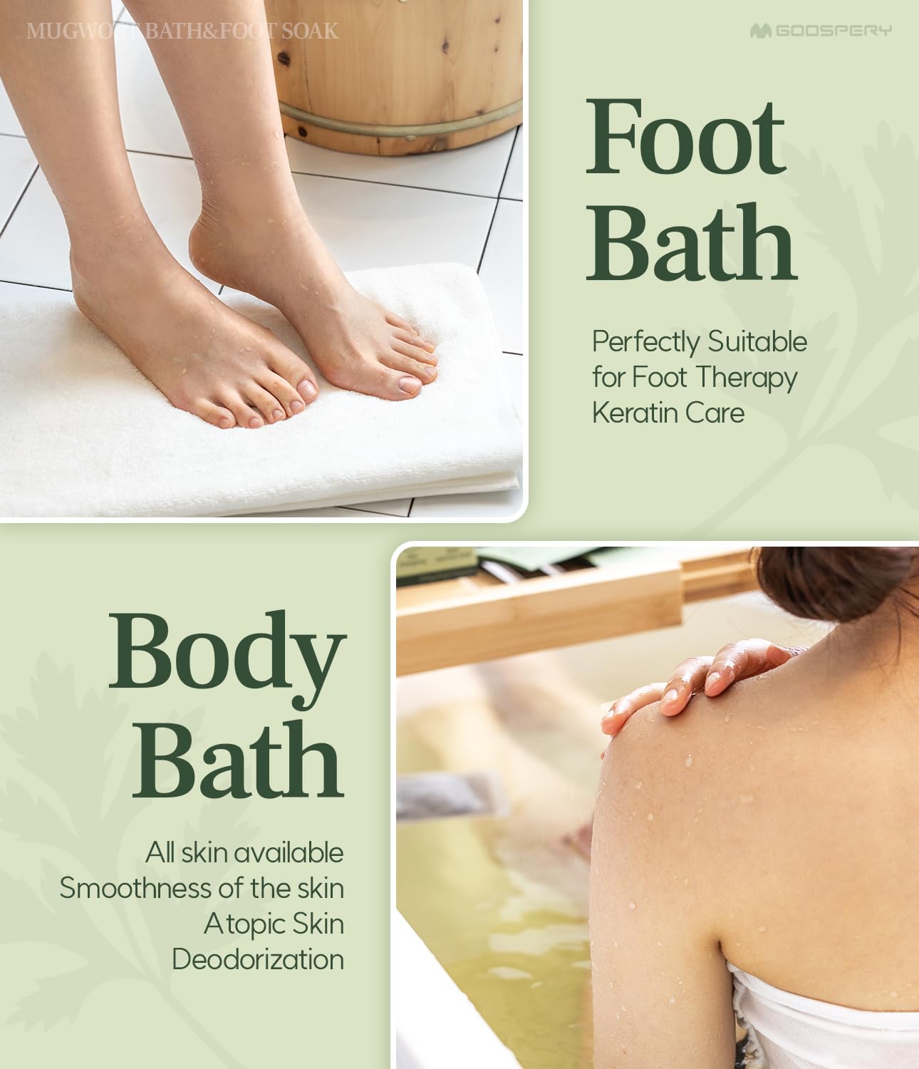 Korean Mugwort Bath & Foot Soak (10 Pack), Herbal Soaking Sachets for Relaxing Home Spa, Traditional Korean Mugwort, Gentle Aroma, Self-Care Bath Experience