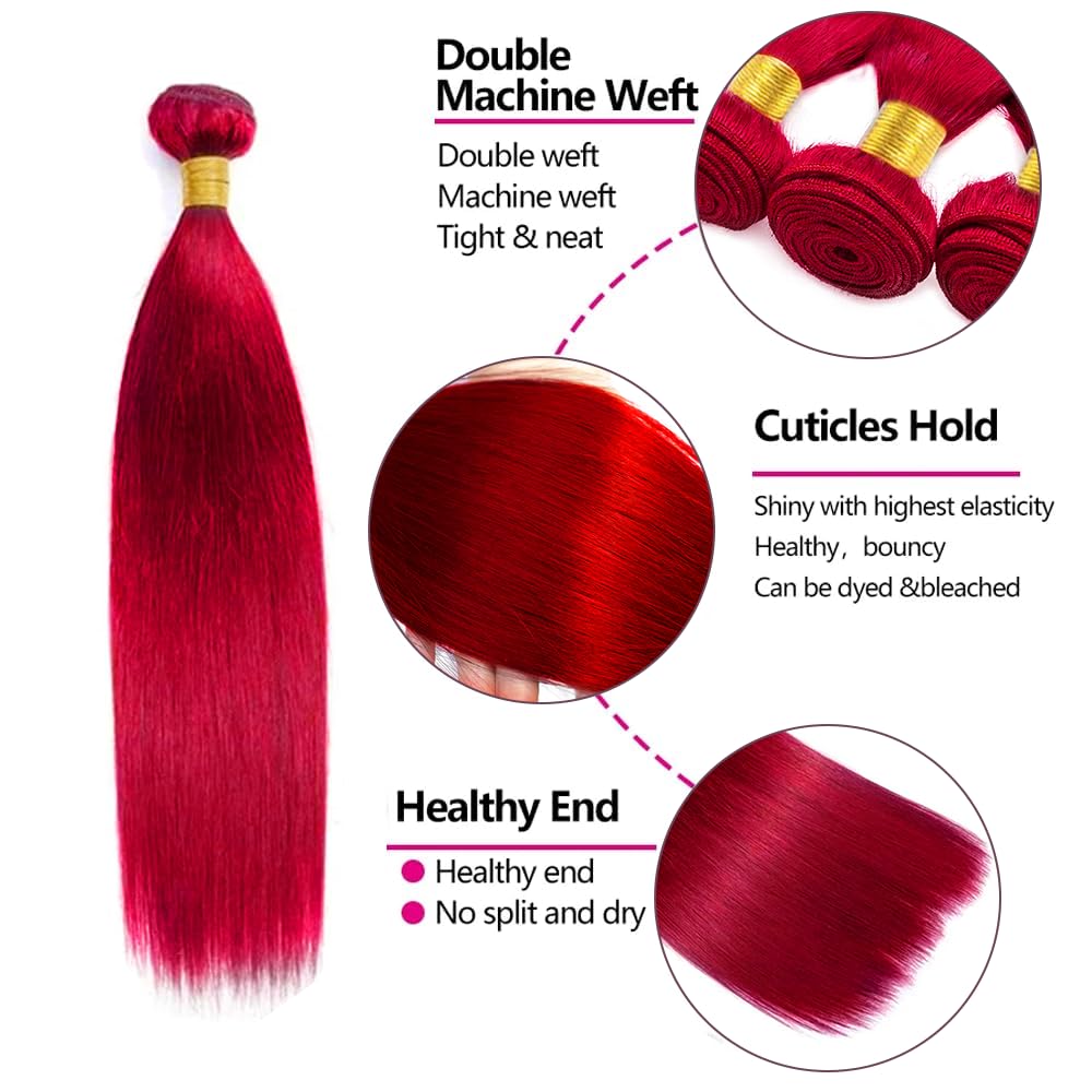 Burgundy Straight Bundles Red Human Hair Bundle Red Straight Bundle Human Hair 28 Inch Burgundy Bundles