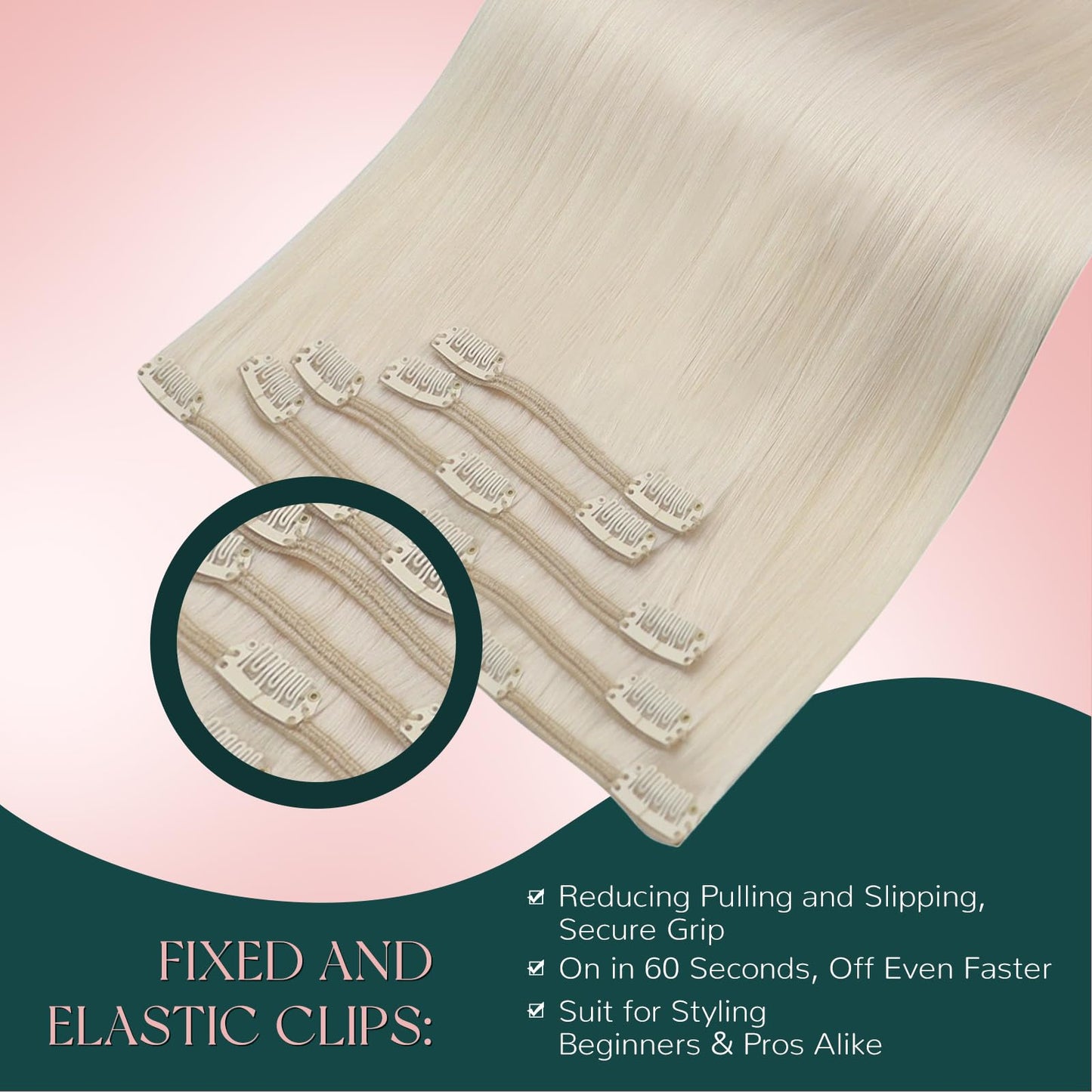 Easyouth Blonde Clip in Hair Extensions Real Human Hair Clip in Extensions White Blonde Soft and Smooth Clips in Extensions Remy Hair Ease of Use 14 Inch 85G 5Pcs