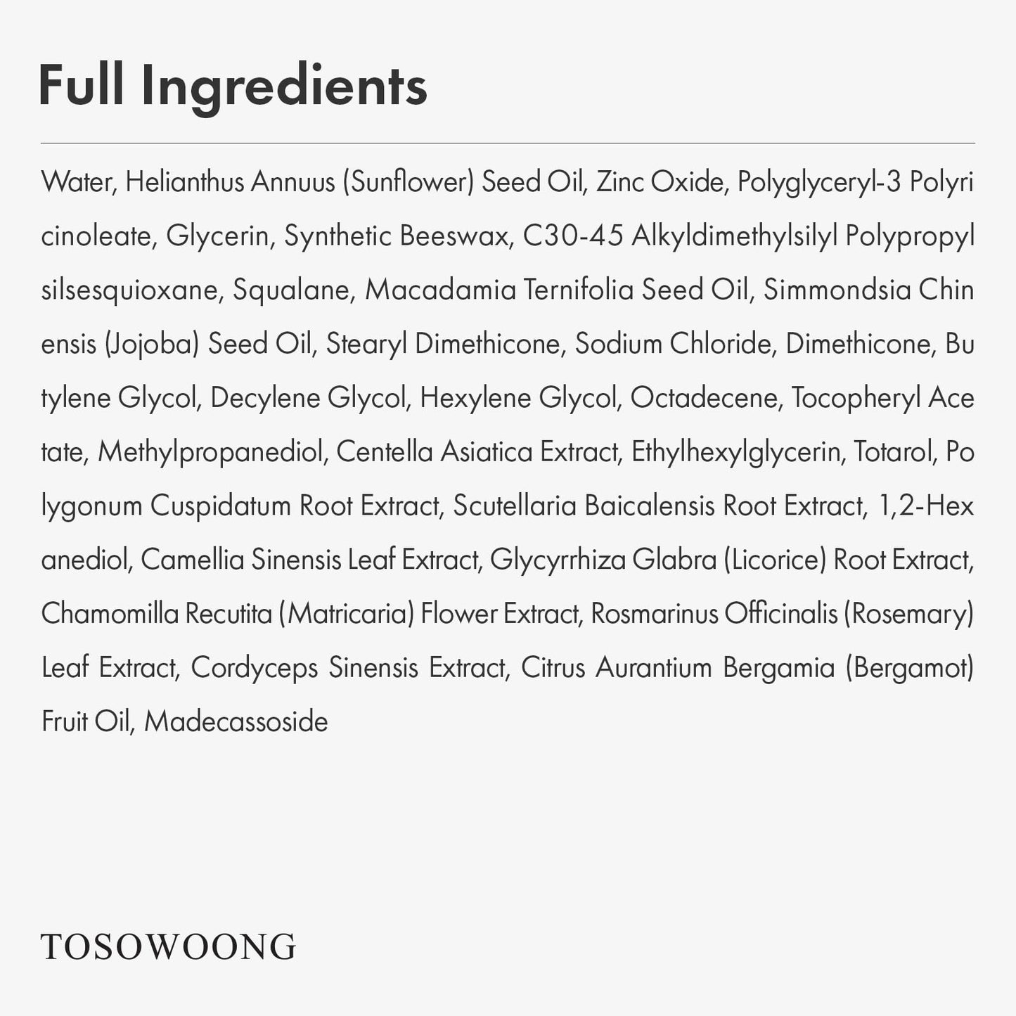 TOSOWOONG Zinc Oxide 10 Cream, 100,000ppm Zinc Oxide, Heal, Soothe Acne, Redness, Rosacea Treatment, Skin Barrier Repair, Moisture, Non-Comedogenic, Korean Skincare, 50g, 1.76 oz.