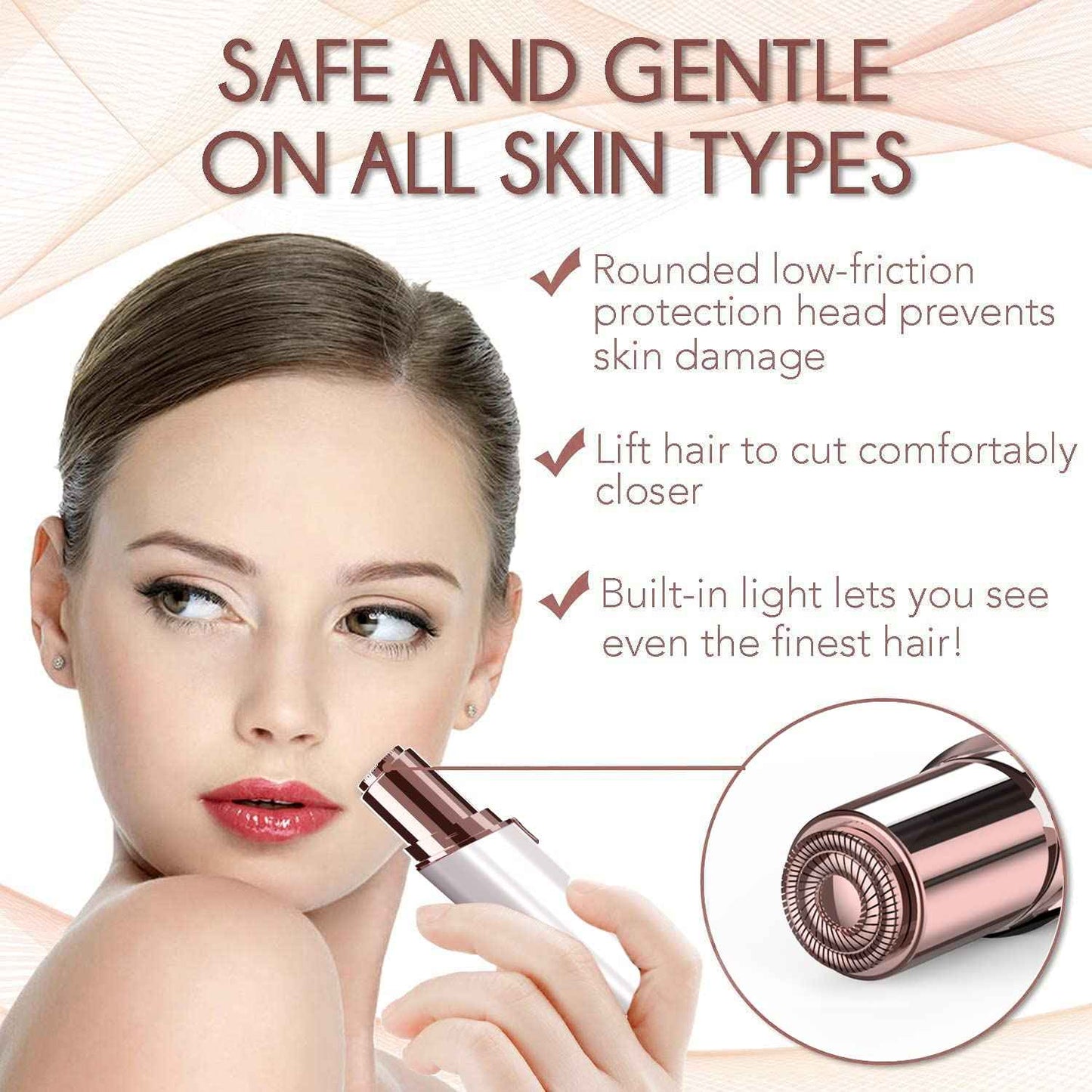 Facial Hair Removal for Women, Gurelax Electric Face Shaver, Painless Facial Hair Remover, Rechargeable Hair Removal Device for Lip, Chin with a Velvet Bag