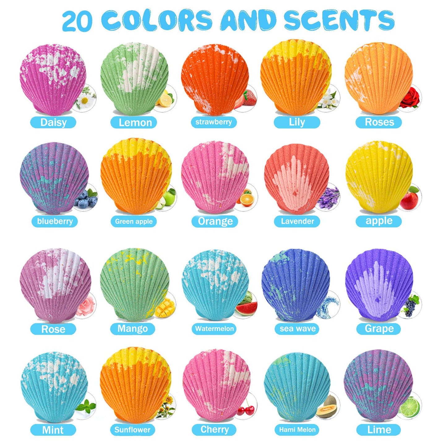 Bath Bombs for Kids - Surprise Marine Animals Inside | 20 Handmade Bubble Bath Fizzes for Birthday, Christmas & Party Favors