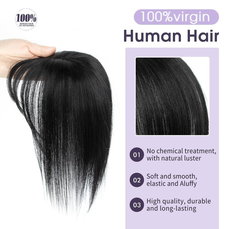 EonLuxe Real Human Hair Topper for Women with Thinning Hair 100% Real Remy Hair Topper for Women, Clip In Hairpiece for Thinning Hairpiece for White HairRoots Cover(8inch, Jet Black)