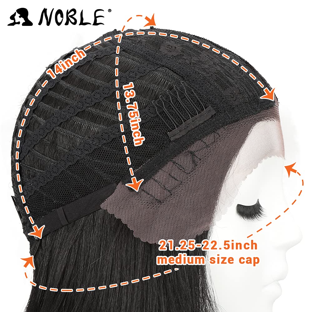 NOBLE Black Bob Wigs for Women Short Straight T Part HD Lace Front Wigs 150% Density Heat Resistant Synthetic Blunt Cut Bob Wigs for Party and Daily Use (10 Inch, Natural Black)