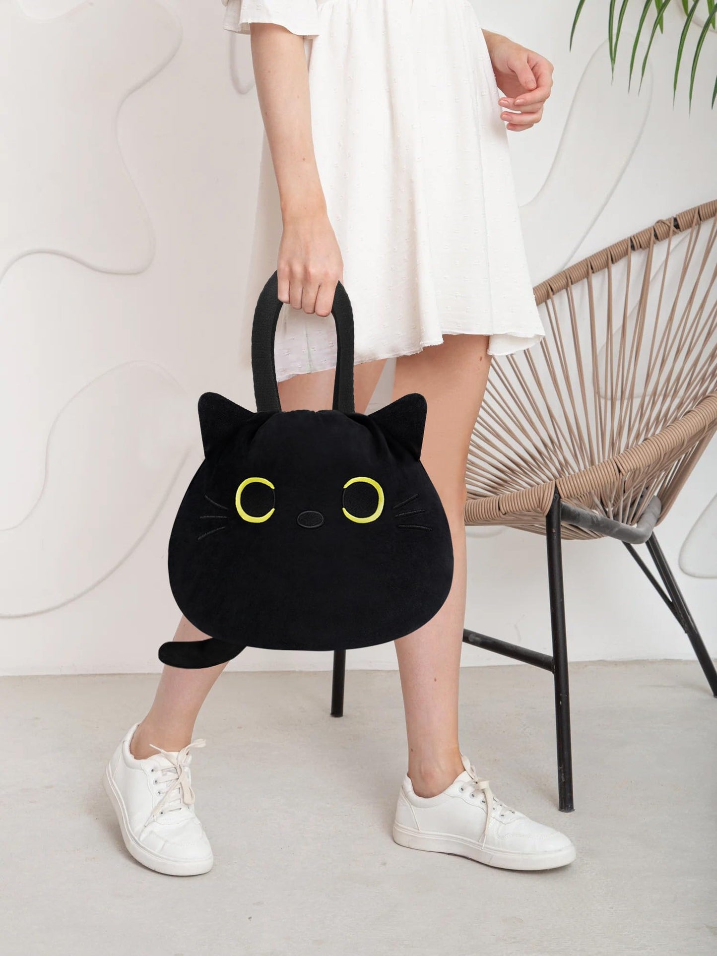 Funny Cat Drawstring Makeup Bag, Large Travel Toiletry Cosmetic Organizer