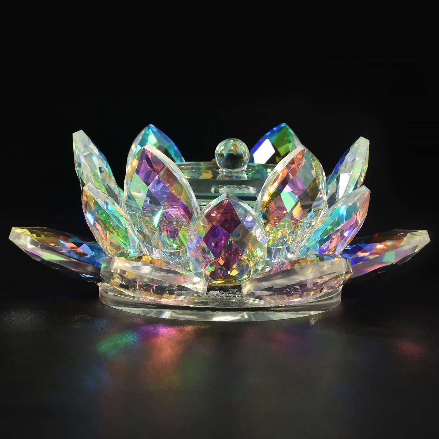 KADS Nail Art Dappen Dish with Lid Lotus Flower Shape Crystal Nail Dish Nail Art Liquid Powder Dish Bowl for Nail Art Manicure Care Tools Colorful