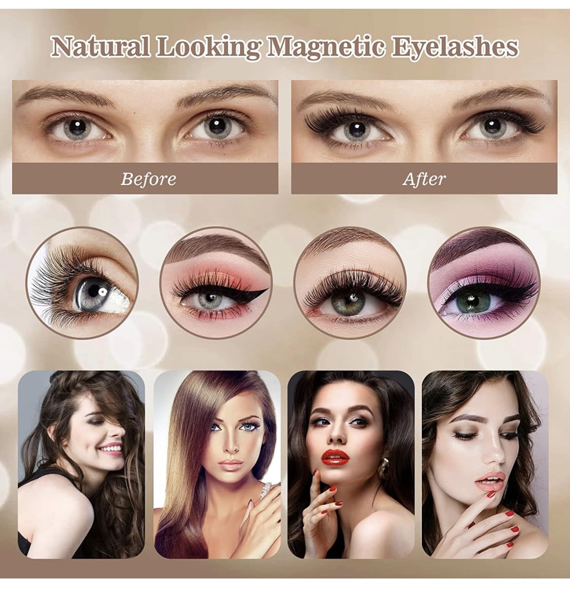 Magnetic Eyelashes Kit - Natural Look with Waterproof Eyeliner | Easy Application, Long-Lasting (Black-5)