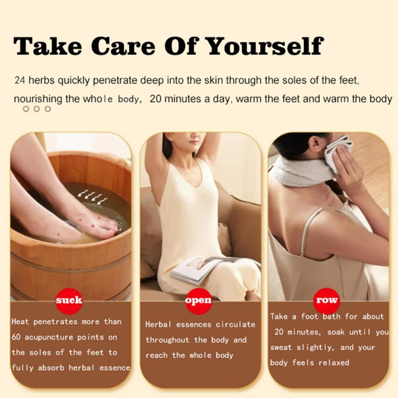 30 Pack Herbal Foot Soak Bags -Natural Ginger Mugwort Foot Detox Soak ,Body care herbal package Soothes Tired ,Chinese Herbal Foot Bath Spa Gift for Men & Women艾草生姜中药泡脚包 (32 Ounce (Pack of 1), 24)