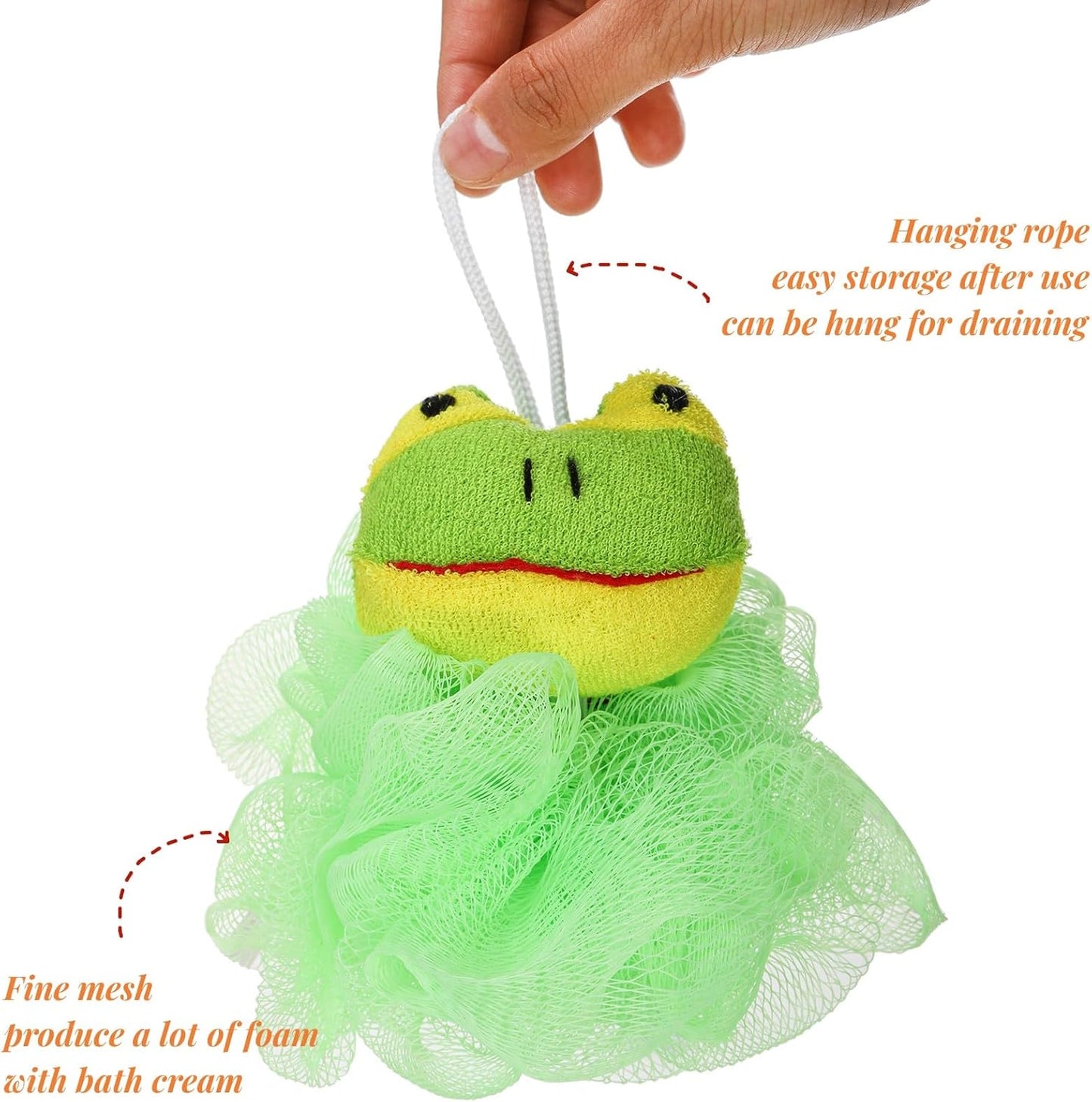 Kids Bath Loofahs - 15 Pack Cute Cartoon Animal Exfoliating Sponges | Small Travel Shower Poufs