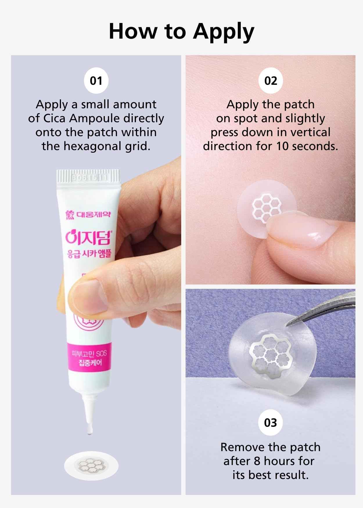 EasyDerm Quick Calming Magnesium Patches – Hydrocolloid Acne Spot Treatment Includes Tweezers & Ampoule, 10 Patches, Zit Sticker, Made by Daewoong Pharmaceutical