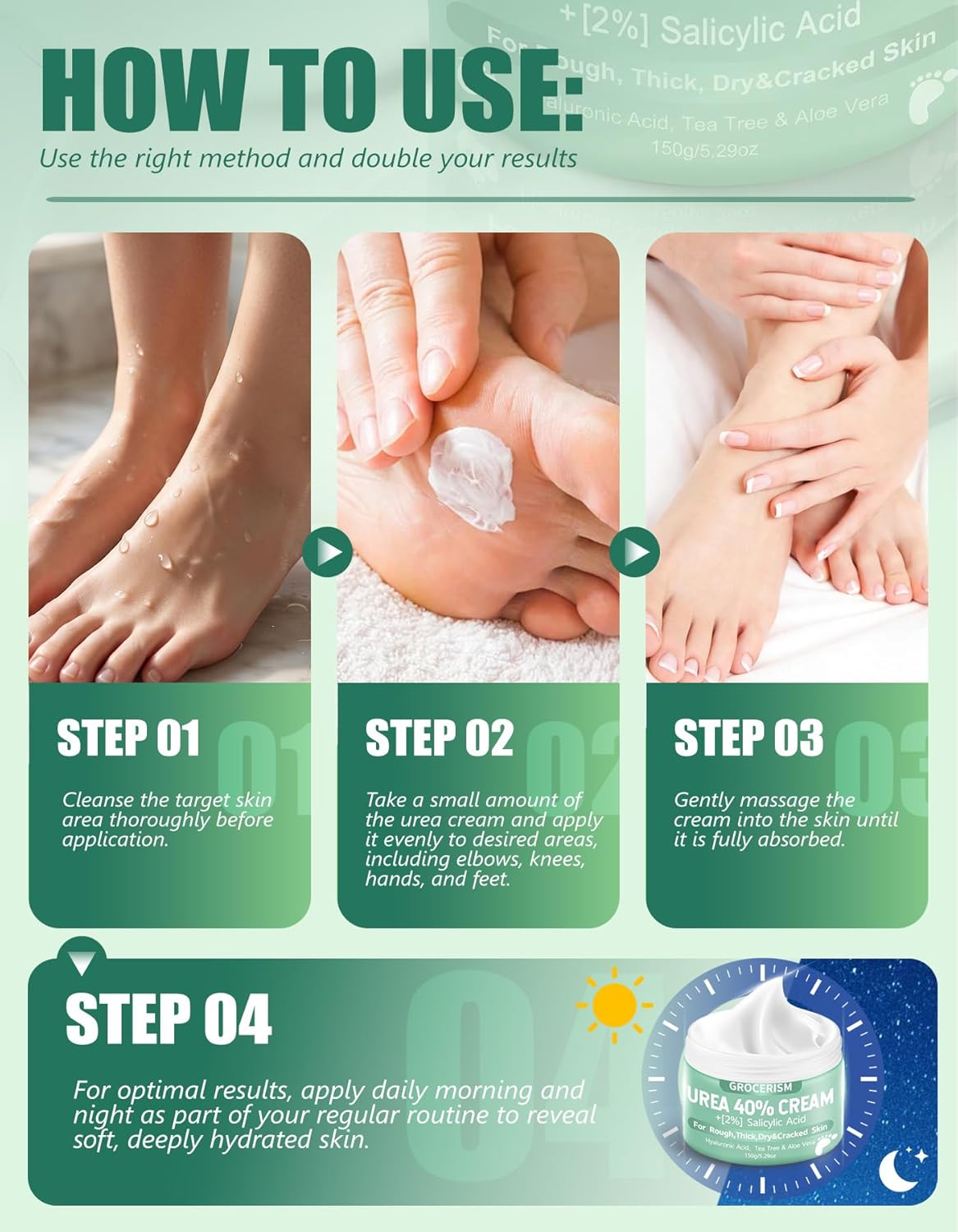 Urea Cream 40% with Salicylic Acid - Maximum Strength Foot Cream | 5.30 oz, Deep Moisturizing with Hyaluronic Acid & Aloe Vera