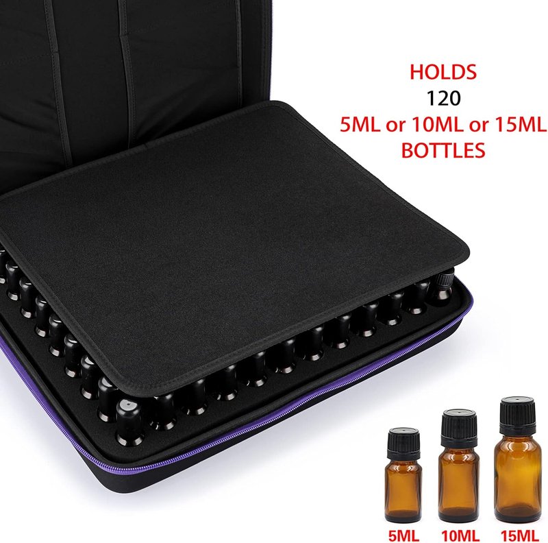 Hipiwe Essential Oil Storage Case - Hard Shell Organizer for 120 Bottles | Foam Insert, Travel-Friendly Design