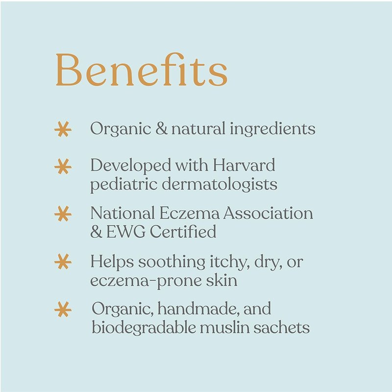 Oatmeal Bath Soak for Babies, Kids & Adults - Fragrance-Free Bath Tea with Prebiotics for Dry, Eczema-Prone Skin | 4 Soaks