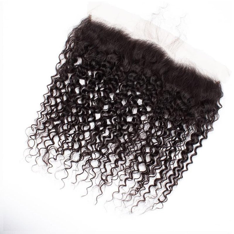 13x4 Ear To Ear Lace Frontal Free Part 13x4 Kinky Curly Lace Closure Brazilian Virgin Human Hair Frontals Natural Black 180% Density (13x 4 Kinky Curly, 18 inch)