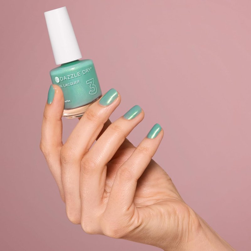 Dazzle Dry Nail Lacquer - In Season Seafoam Green with Gold Shimmer | Semi-Sheer, 0.5 fl oz