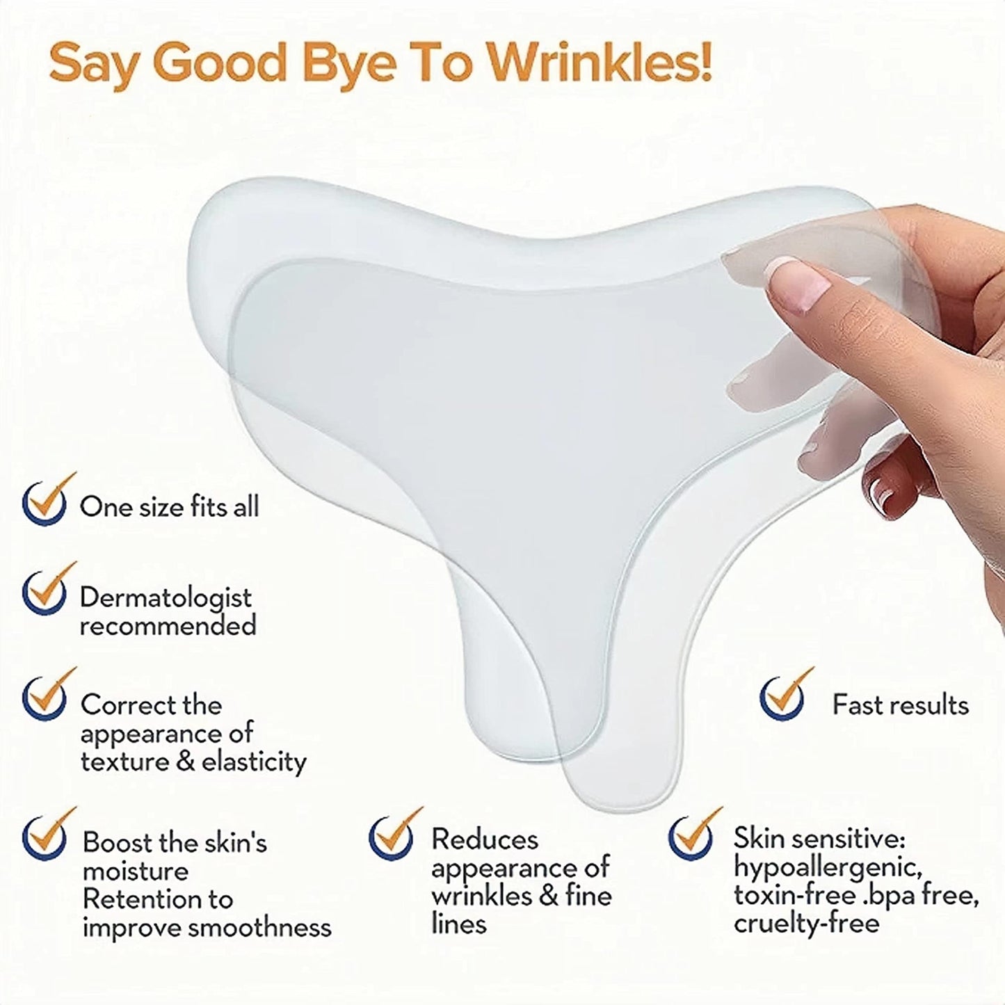 YIshiQI Neck Wrinkle Patches Chest Wrinkle Pads Pack of 4 -Antiwrinkle Silicone Pad- Silicone Facial Neck Sheet Reusable and Washable Wrinkle Patches Moisturizing for Treatment While Sleeping