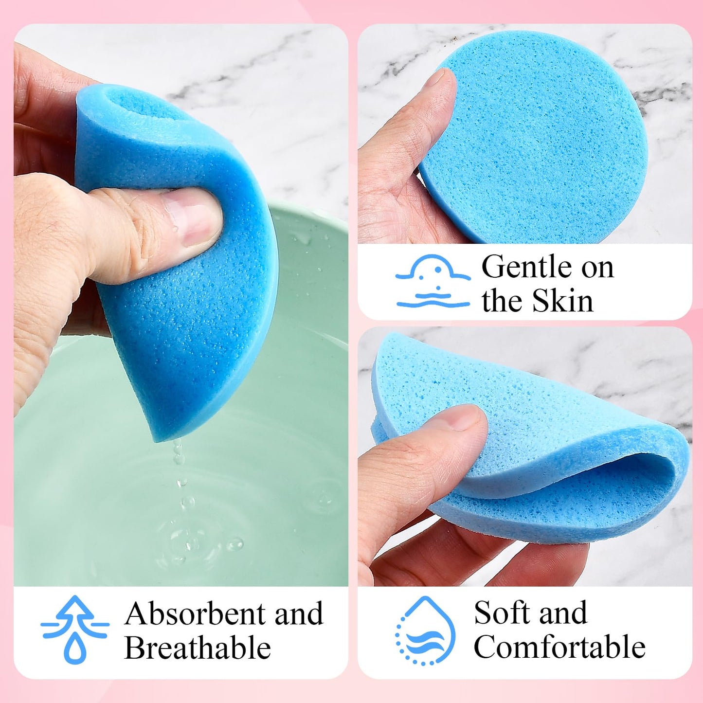Elesunory 480 Pcs Compressed Facial Sponges, Soft Makeup Removal Round Face Wash Sponge, PVA Facial Sponges for Women Estheticians