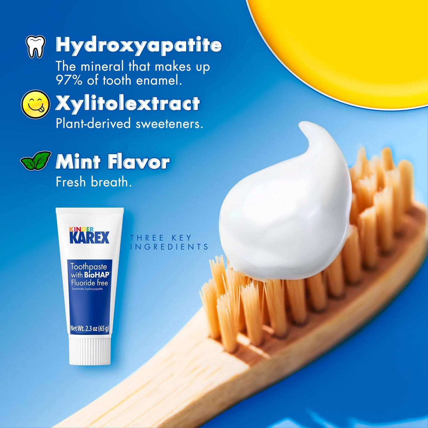 Kinder Karex Hydroxyapatite Kids Toddler Toothpaste I Fluoride Free I Clinically Tested I 2.3 oz (Pack of 3)