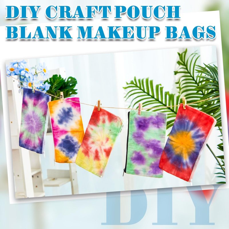 Sanwuta 20 Pcs Cotton Makeup Bags for Tie Dying Items Things to Tie Dye Blank Pure Cotton Pencil Case Cosmetic Bags for Large Groups Dye Party Project(12.5X 7'')