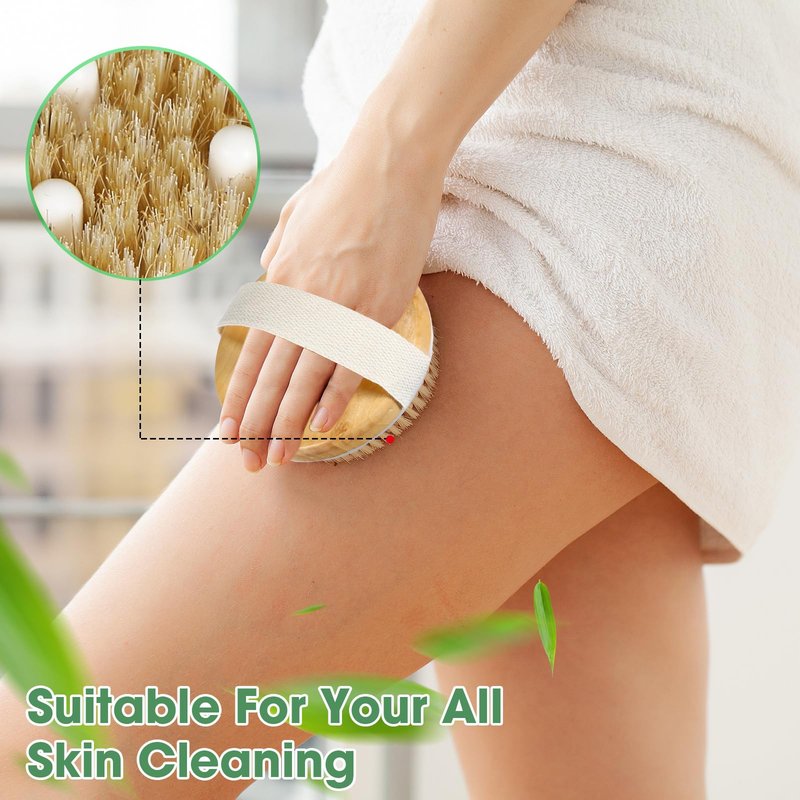 Gejoy 10 Pcs Dry Brushing Body Brush for Lymphatic Drainage Exfoliating Brush with Massage Nodule Dry Skin Body Scrubber Cellulite Shower Circulation Dead Exfoliator (4.3 x 4.3 Inches,Wood Color)