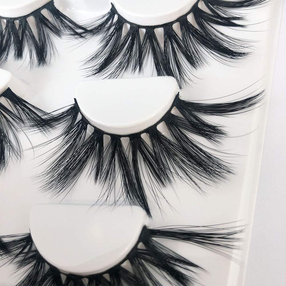 MIKIWI 25mm Lashes, Dramatic 6D Faux Mink Lashes, Fluffy Volume Eyelashes, Thick Crossed Lashes, Long Faux 25mm Mink Lashes (6D4-05)