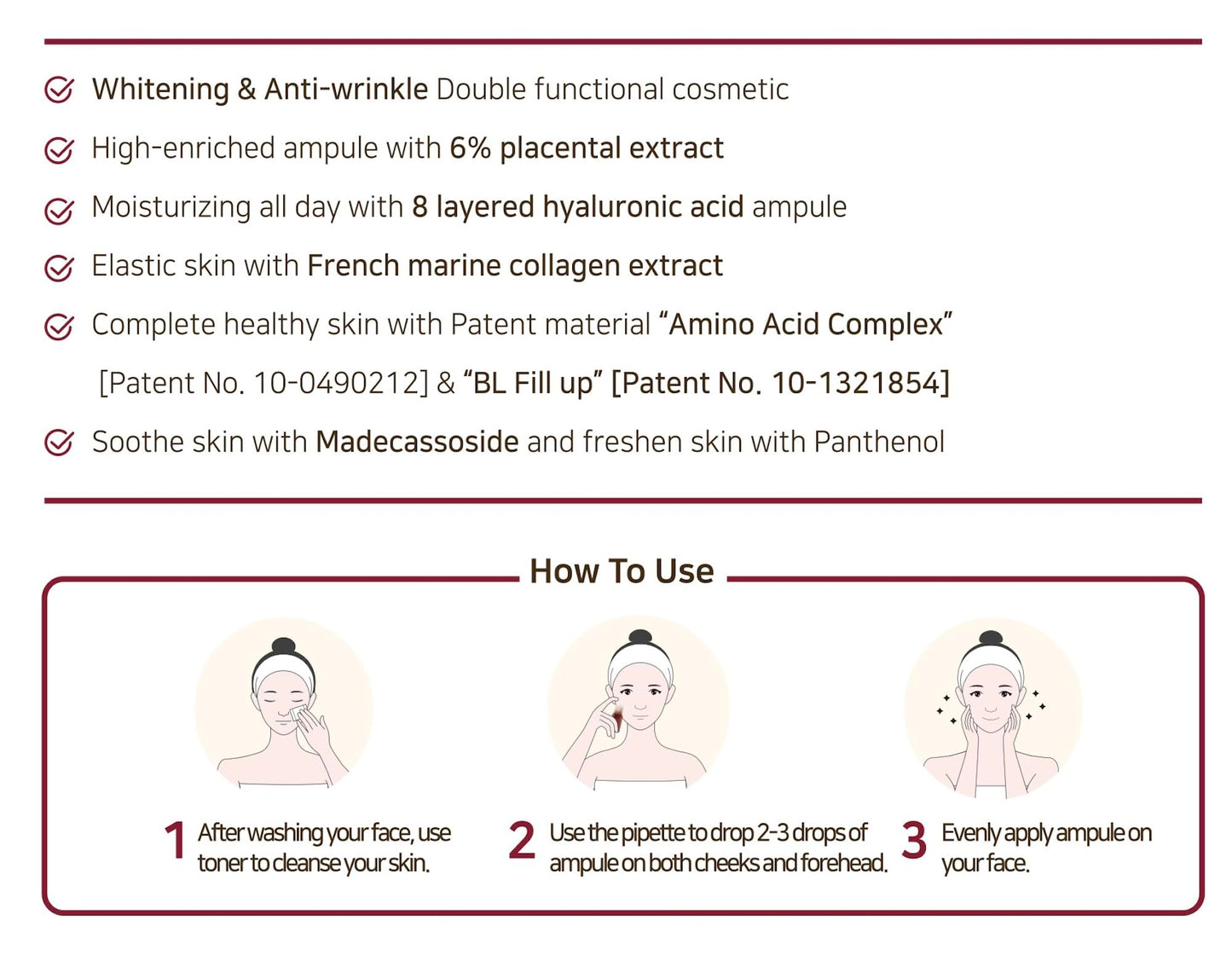 Plareceta Placenta Collagen Ampule, Firming, Pore Refining, Anti-aging, Strengthens Skin Barrier, Korean Skin Care, Clinically Tested, 1.0 Fl Oz