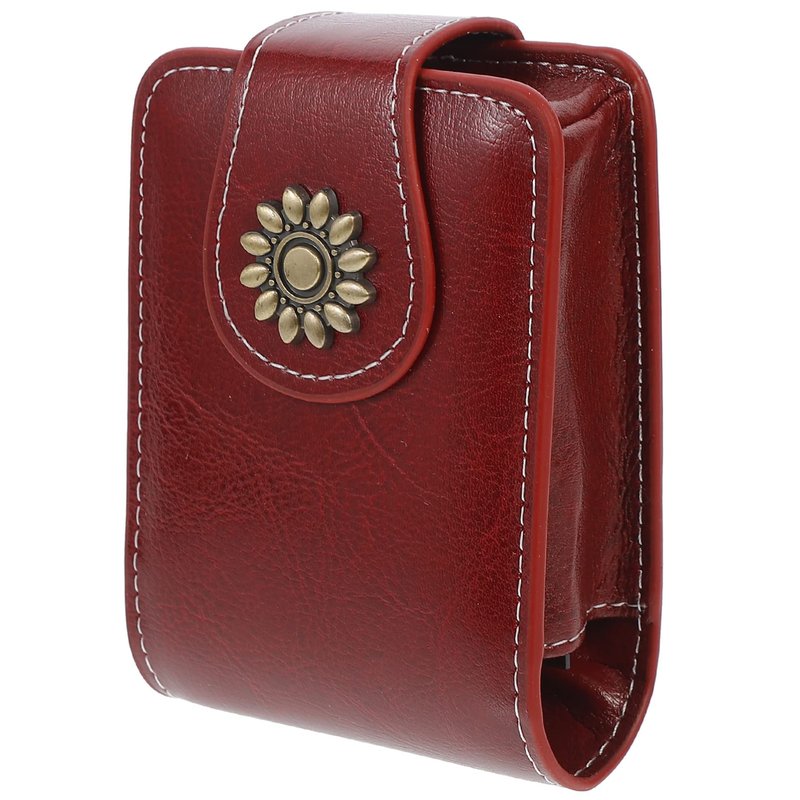 VALICLUD Lipstick Storage Bag with Built-in Mirror Portable Leather Lipstick Organizer Pouch Compact 3.93X2.75X1.18In Travel Cosmetic Case for Purse