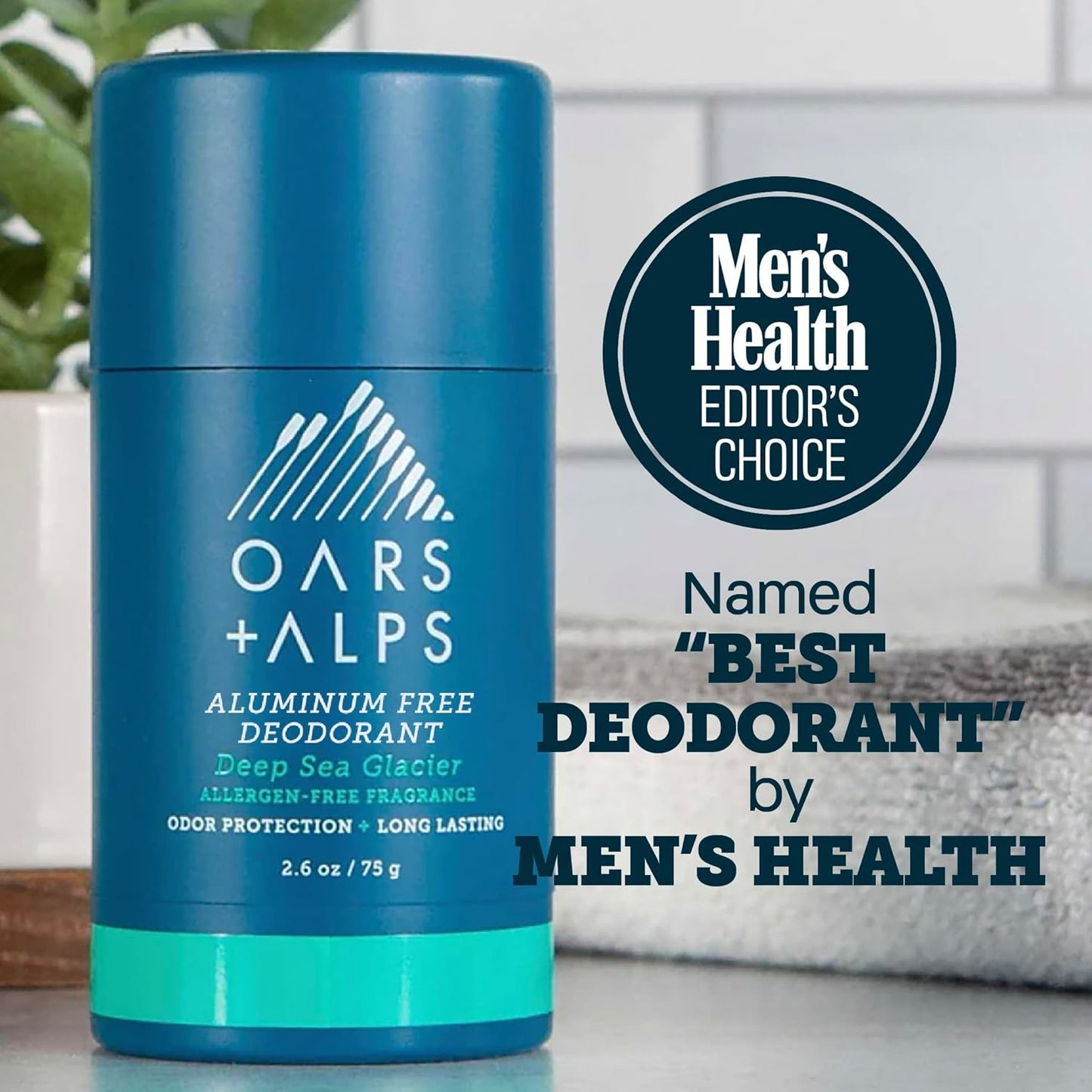 Aluminum Free Deodorant for Men - Long Lasting Odor Protection | Clear, Anti-Chafing, Deep Sea Glacier, 2.6oz