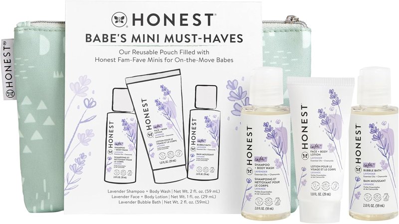 Babe's Mini Must-Haves Gift Set - Travel Size Lavender Bathtime Essentials | Hypoallergenic Shampoo, Body Wash & Lotion (2 fl oz)