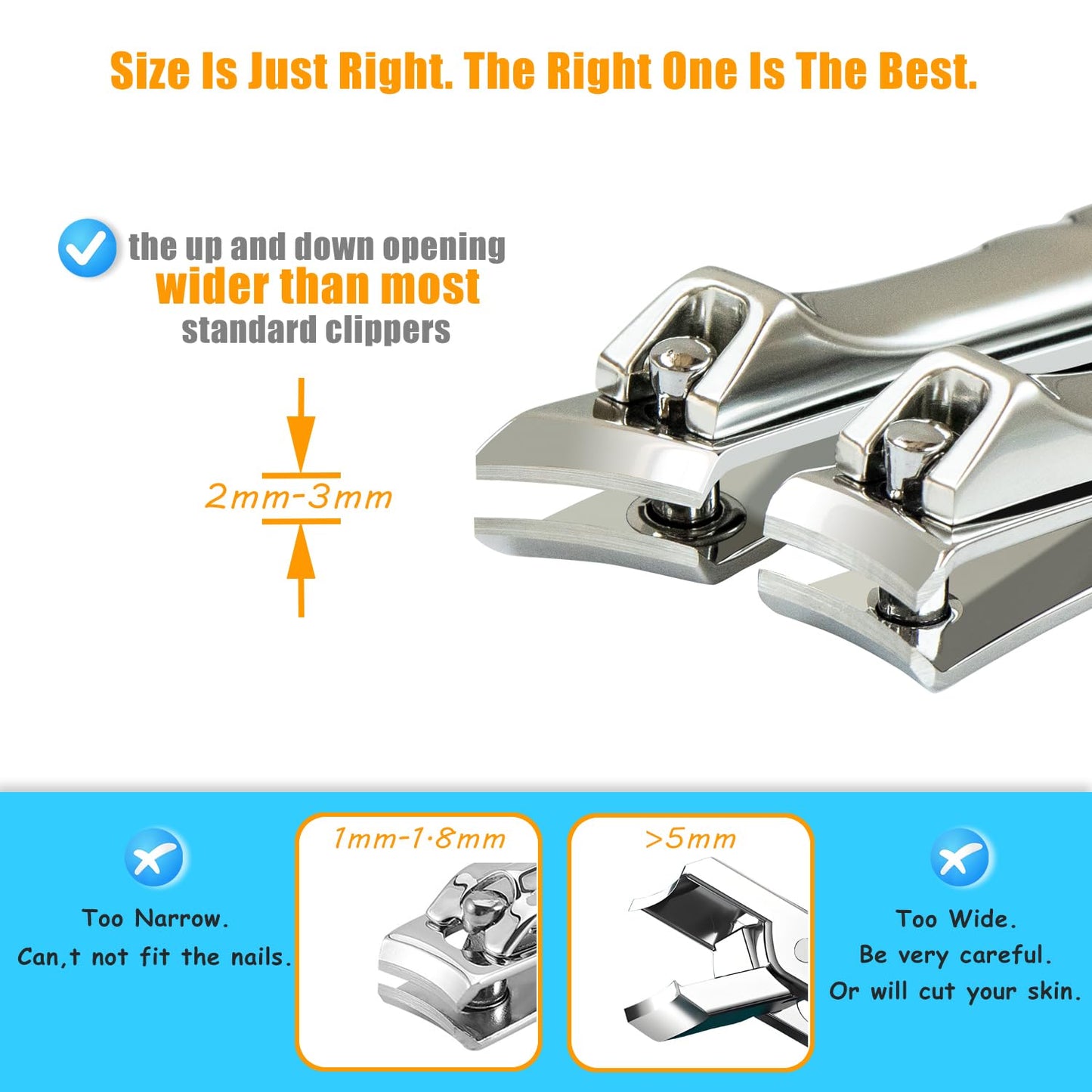 Slanted Angled Heavy Duty Nail Clippers for Thick Nails and Ingrown Nails - Large ToeNail Fingernail Clippers for Men, Seniors and Women - Professional Nail Clippers Set, Nail Cutter - Osinee