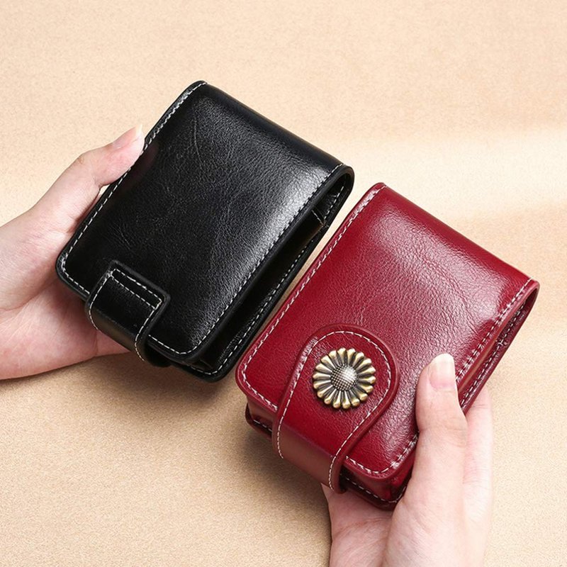 VALICLUD Lipstick Storage Bag with Built-in Mirror Portable Leather Lipstick Organizer Pouch Compact 3.93X2.75X1.18In Travel Cosmetic Case for Purse