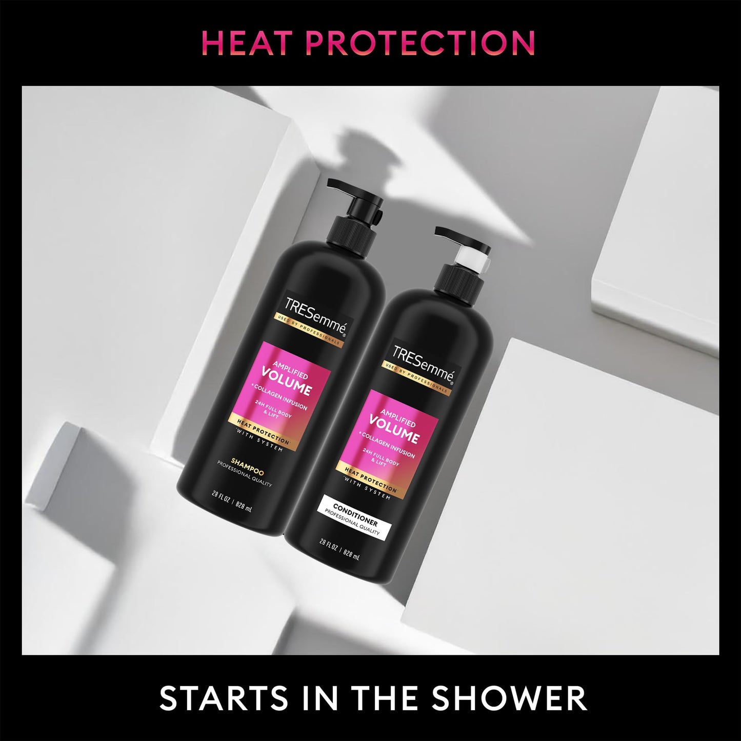 TRESemmé Shampoo and Conditioner Set, Amplified Volume + Collagen Infusion, 24H Full Body & Lift with Heat Protection + Keratin Repair Mask (3 Piece Set)