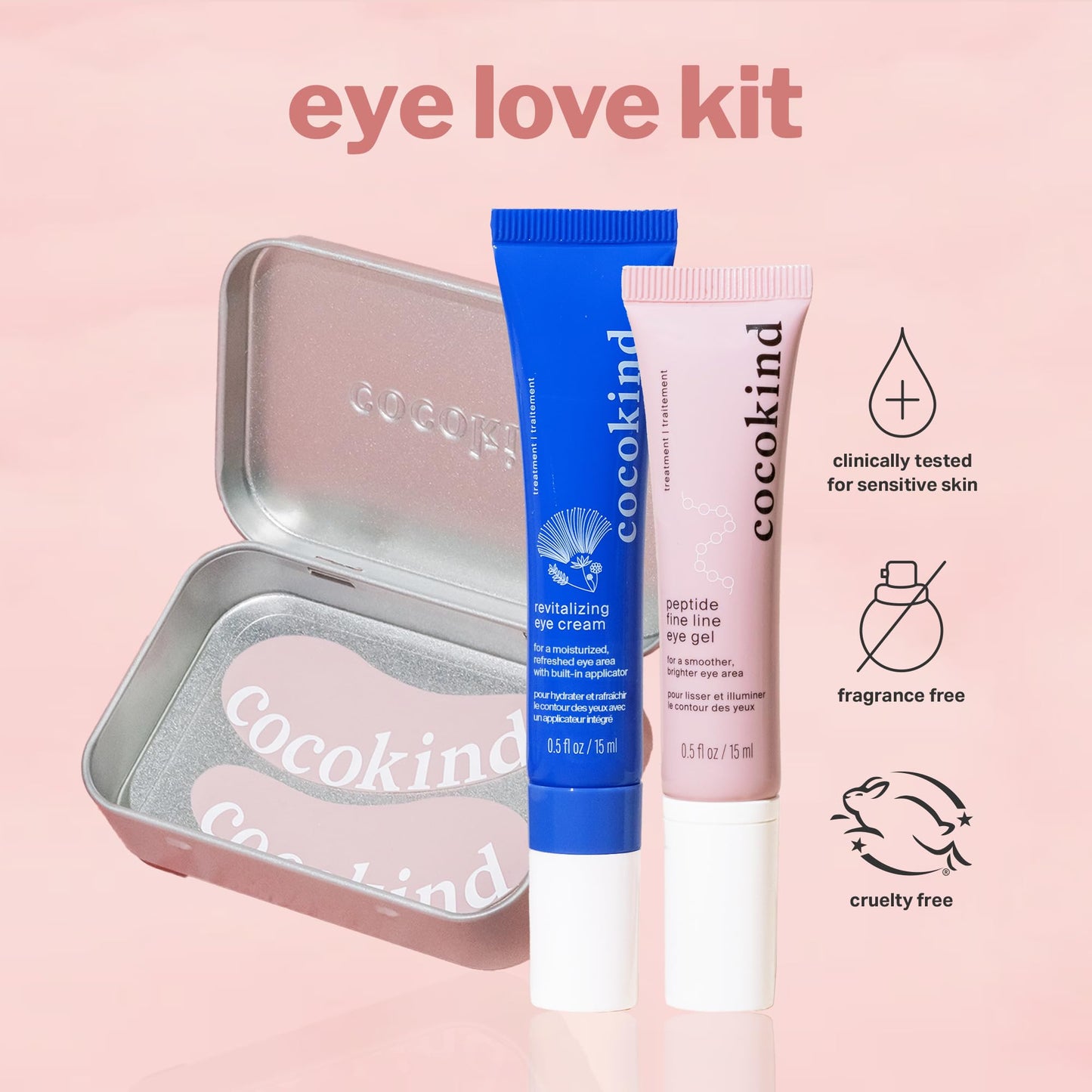 Cocokind Eye Love Kit, Firm Skin and Smooth Fine Lines, Lock in Hydration, Brighten Dark Circles and Remove Under Eye Puffiness