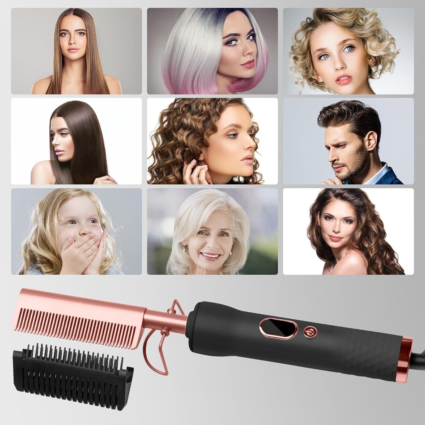 Heating Comb with 12 Temp Settings - 450°F Straightening & Curling Tool | 110-240V