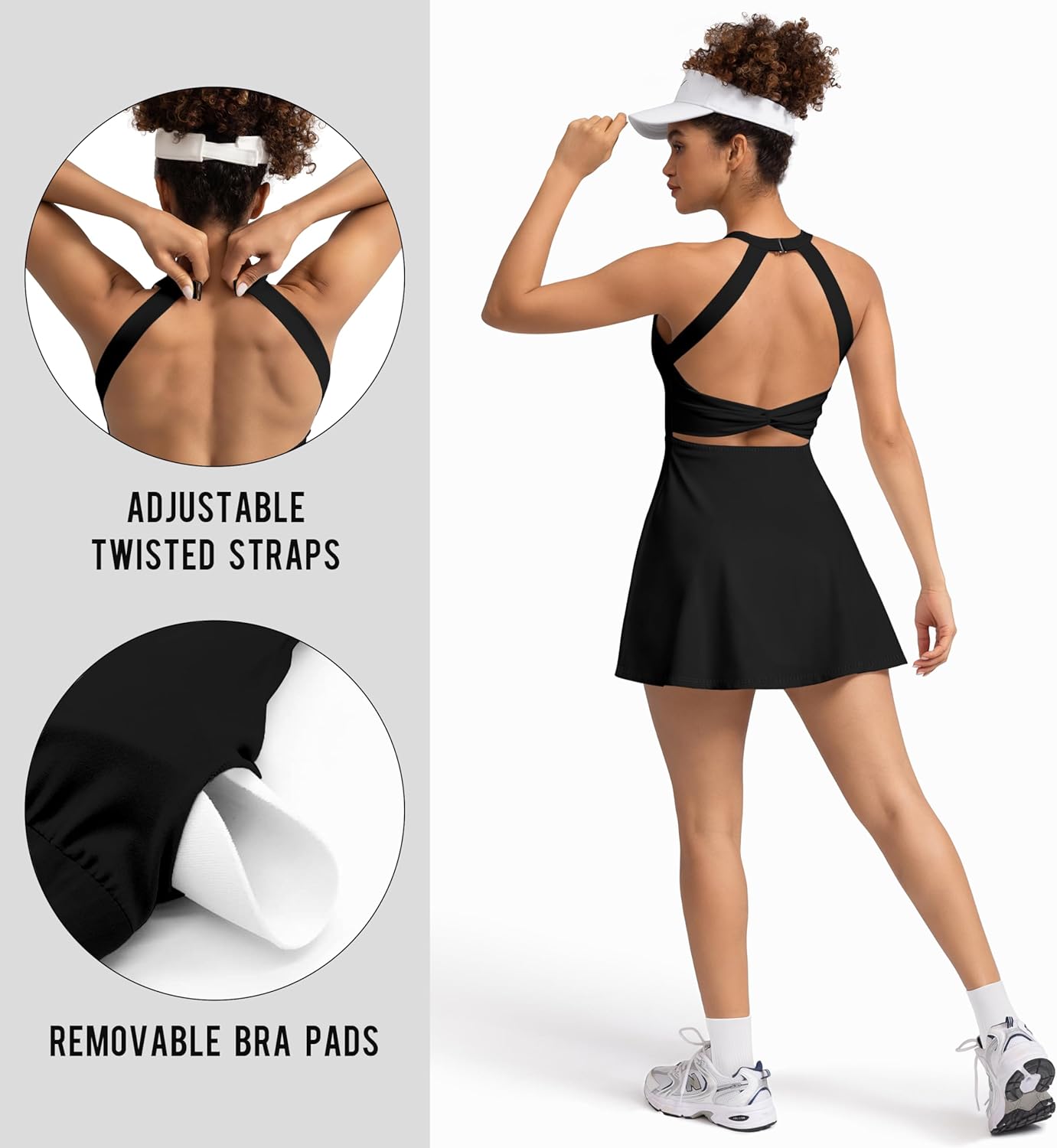MIRITY Women's Tennis Dress | Activewear with Built-in Shorts, Pockets & Bra for Golf & Workouts