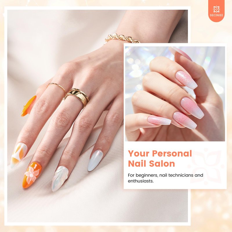 Nail Kit for Beginners with Everything: Professional Nail Acrylic Powder Liquid Set with Practice Finger Drill U V Light in Makeup Bag for Women Salon Home (Silver)