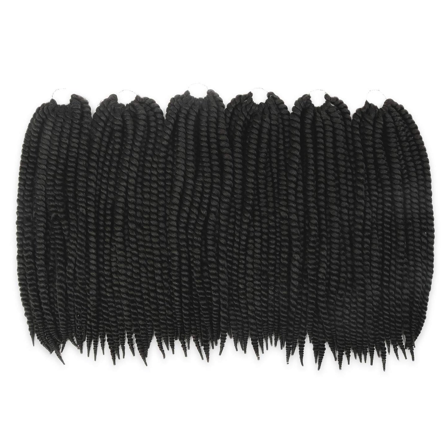 AU-THEN-TIC Jumbo Senegalese Twist Crochet Hair, 24 Inch, 6 Pack, Synthetic Extensions for Havana and Mambo Twist Styles, (1B, Off Black)