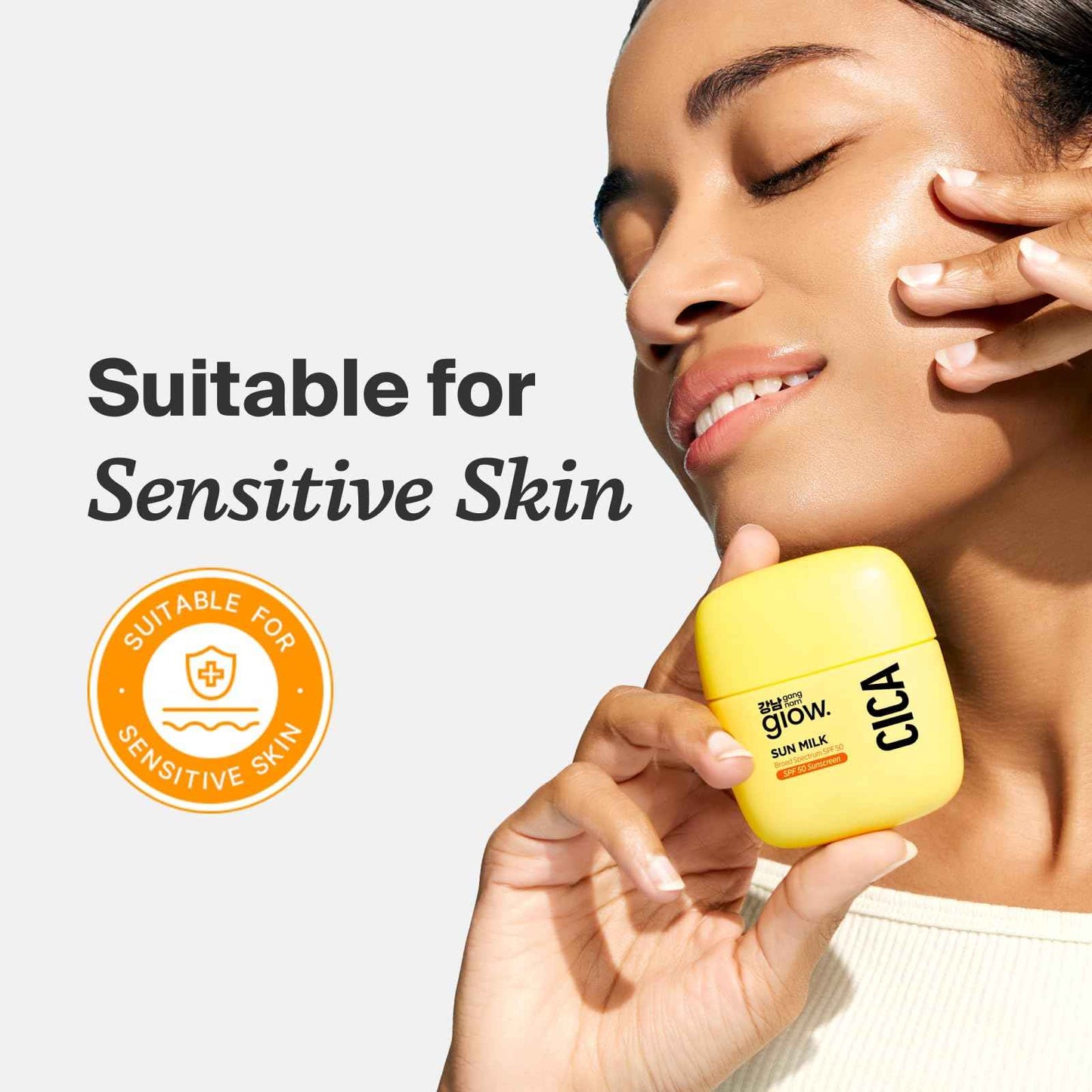 GANGNAM glow CICA SUN MILK, Moisturizer with SPF 50, Invisible Broad Spectrum Sunscreen for Face, No White Cast, Sun Protection with Cica and Niacinamide, Glow Natural Korean Sunscreen 1.69 fl.oz