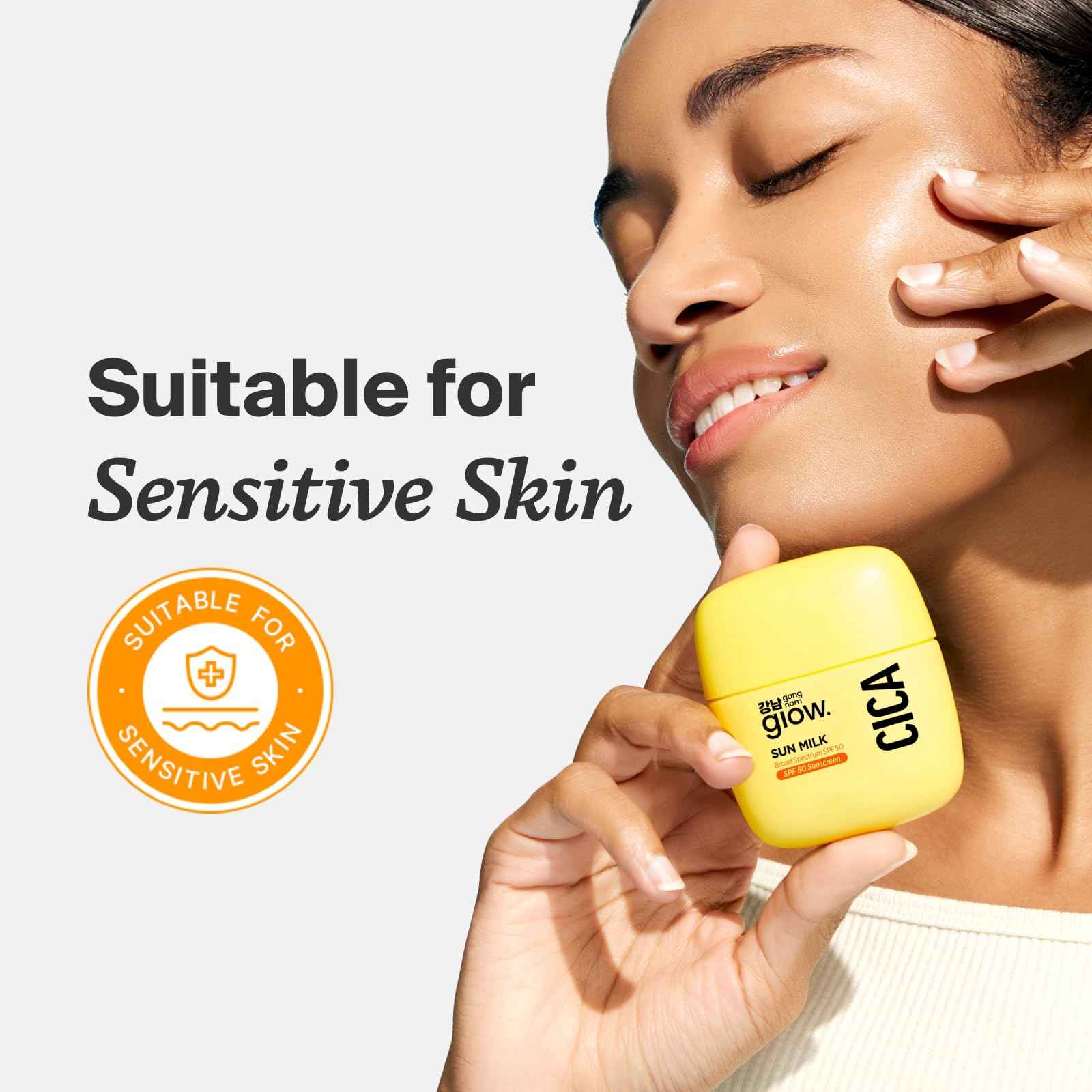 GANGNAM glow CICA SUN MILK, Moisturizer with SPF 50, Invisible Broad Spectrum Sunscreen for Face, No White Cast, Sun Protection with Cica and Niacinamide, Glow Natural Korean Sunscreen 1.69 fl.oz