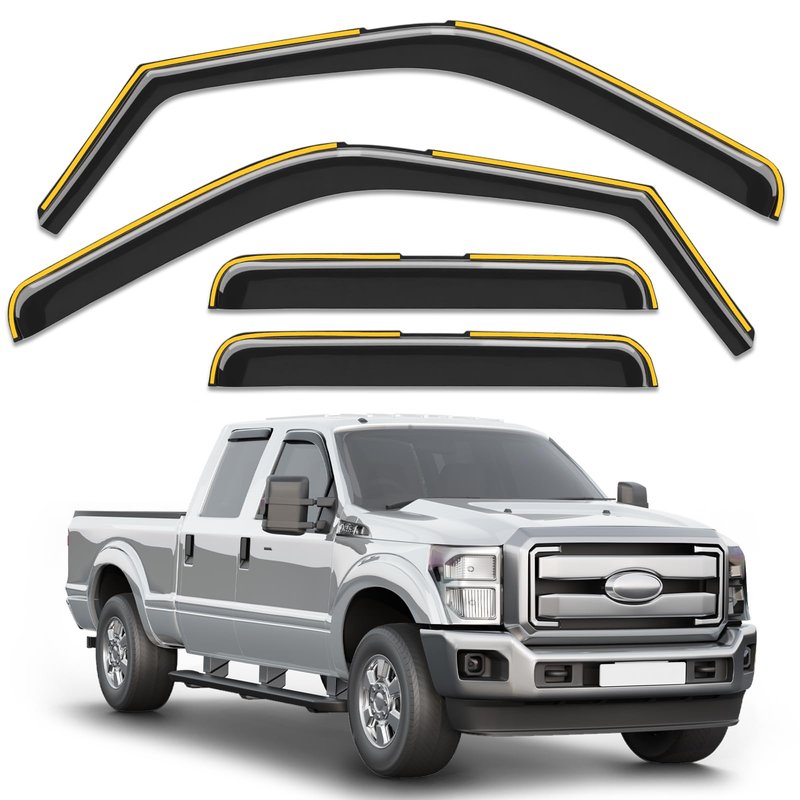 Breejoy in-Channel Window Rain Guards Fit for Ford F250 - F550 Super Duty 1999-2016 SuperCrew,Rain Guards Visors Vent Visors Window Deflector, Vent Shades Car Accessories -4 pcs