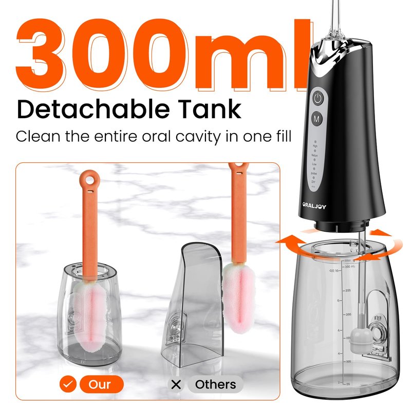 Water Dental Flosser Pick for Teeth: 300ML Portable Oral Irrigator, Rechargeable Travel Irrigation Cleaner Professional Electric Flossing Machine Power Flossers & Irrigator Accessories IPX7 Waterproof