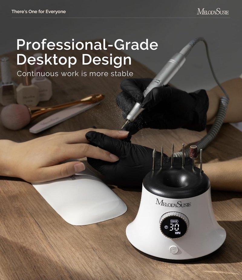 MelodySusie Nail Drill - 30000RPM Rechargeable E-File for Manicure & Gel Removal | Elegant Design for Home Use