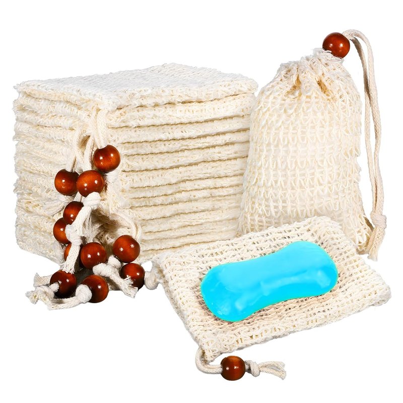 Natural Cotton Soap Saver Bags - 50 Pcs Exfoliating Mesh Pouches for Handmade Soaps | 5.5 × 3.5 Inch